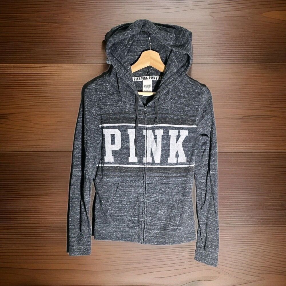 Victoria's Secret PINK Gray‎ Marl Full Zip Hoodie Y2K Streetwear Women's XS
